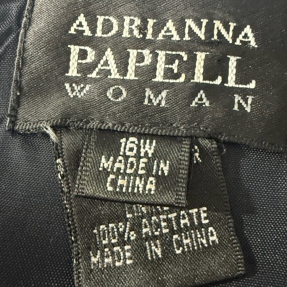 Adrianna Papell Black Textured Dress with Beaded Neckline Size 16W - Picture 2 of 10